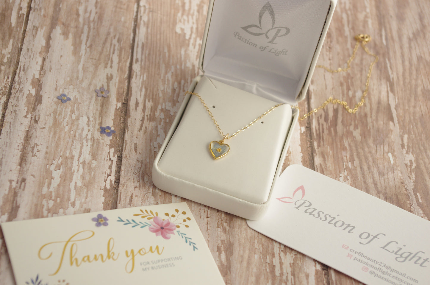 Delphinium and baby's breath necklace - Something blue jewelry