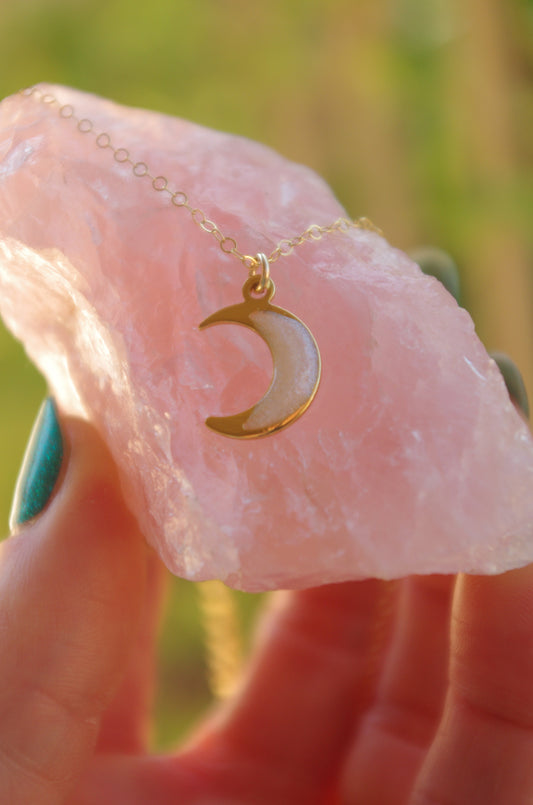 Crescent Moon Necklace, 14K Gold Filled