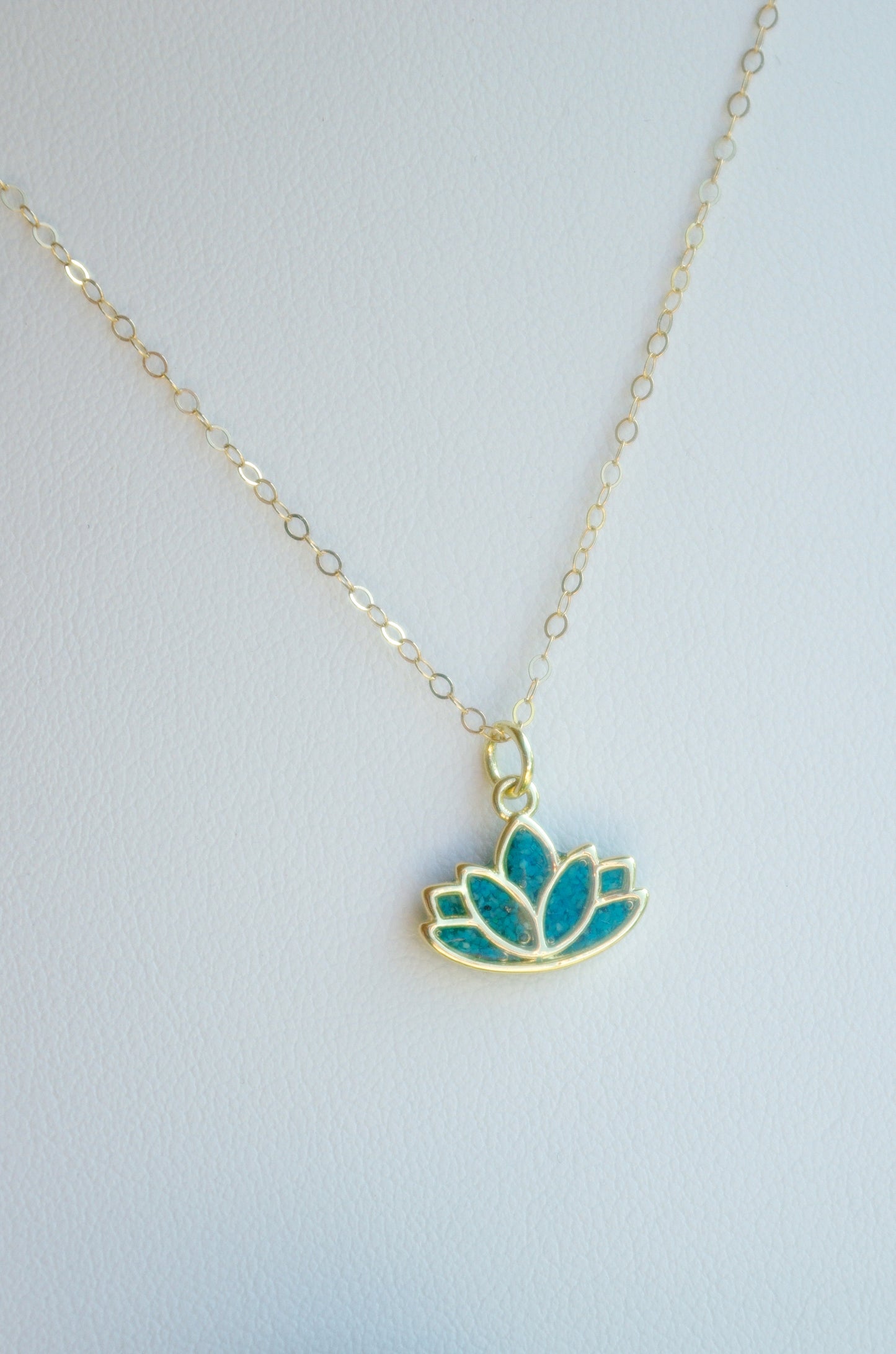 Lotus Flower Necklace - Dainty Turquoise Jewelry