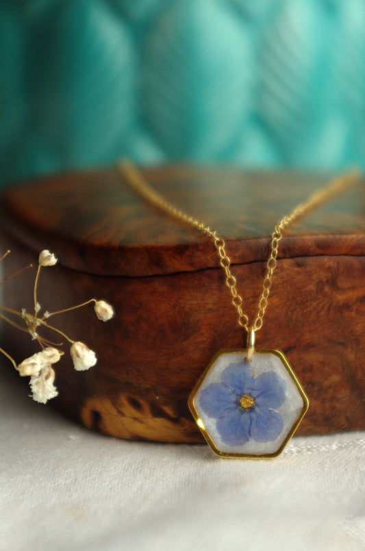 Forget Me Not Necklace - Pressed Flower Jewelry