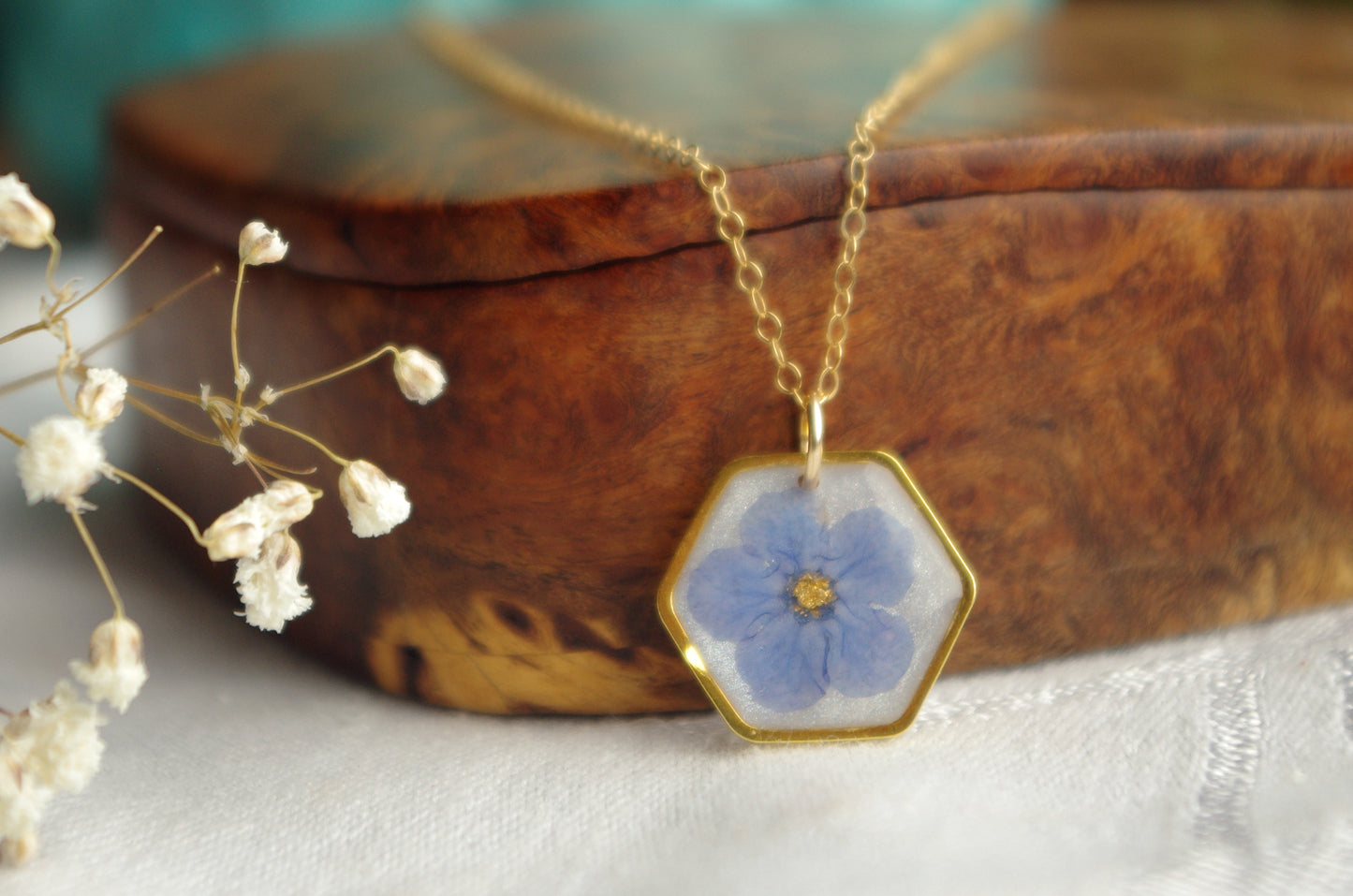 Forget Me Not Necklace - Pressed Flower Jewelry