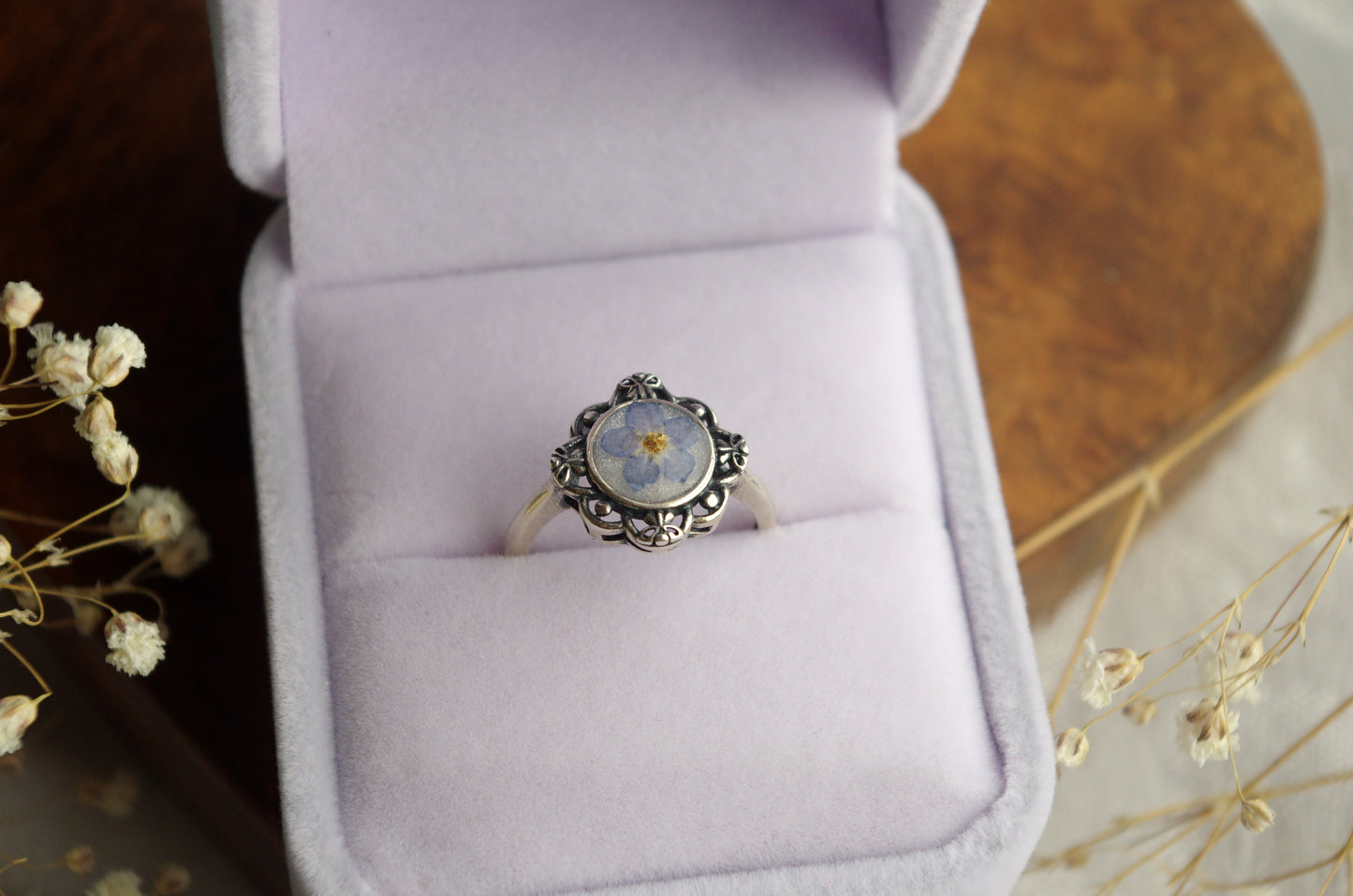 Forget-Me-Not Ring - Solid 925 Antique Sterling Silver